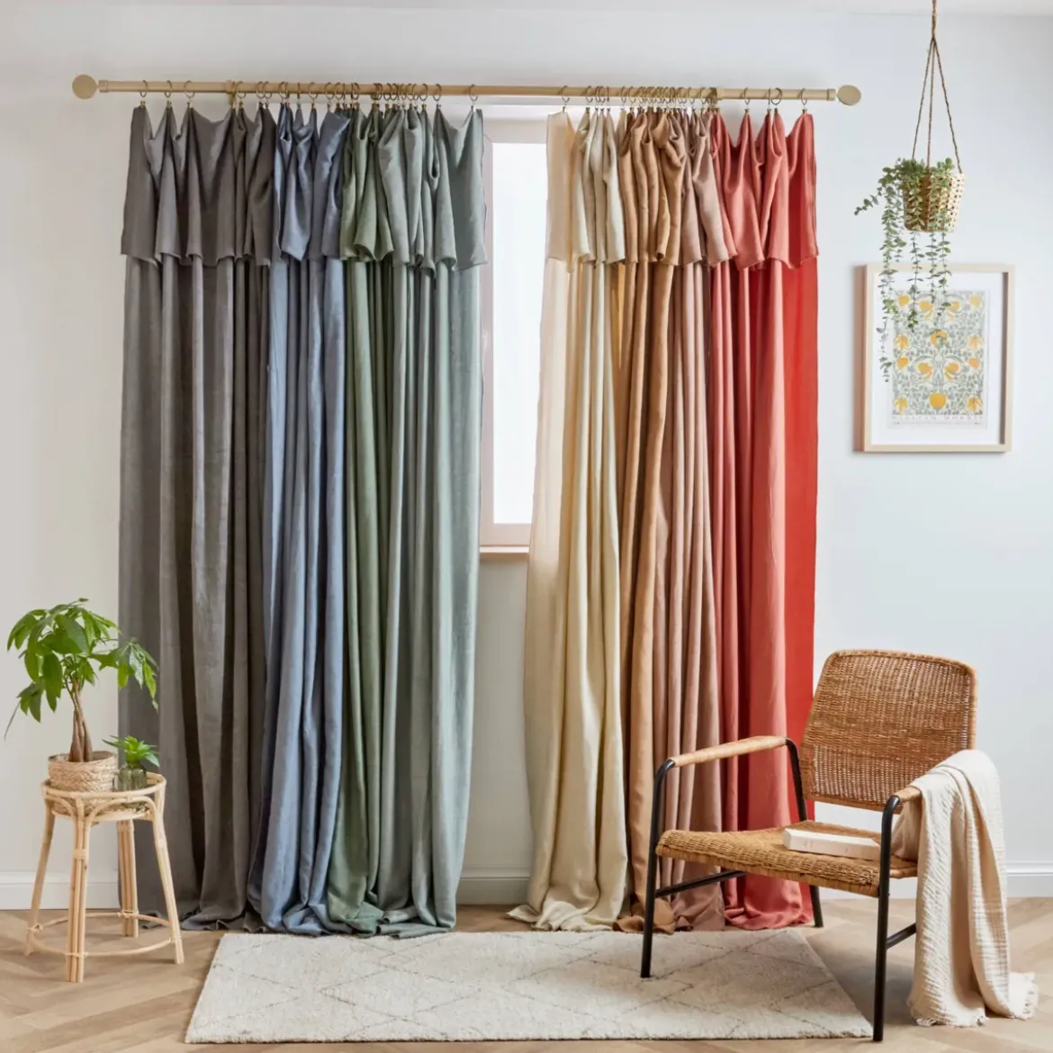 Tenda lyocell Tencel™ regolabile (140 x max 270 cm) Olivia Blu stone