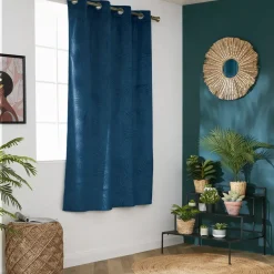 Tenda oscurante velluto (140 x 180 cm) Fern Blu marino