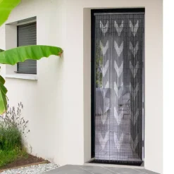 Tenda per porta bambù (90 x 200 cm) Chevron Grigio