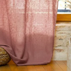 Tenda regolabile in lino lavato (140 x max 270 cm) Louise Rosa antico