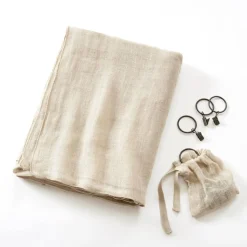 Tenda regolabile in lino lavato (140 x max 270 cm) Louise Beige