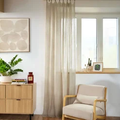 Tenda regolabile in lino lavato (140 x max 270 cm) Louise Beige