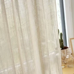 Tenda regolabile in lino lavato (140 x max 270 cm) Louise Beige