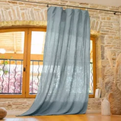 Tenda regolabile lino lavato (140 x max 270 cm) Louise Blu Azzurro