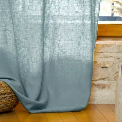 Tenda regolabile lino lavato (140 x max 270 cm) Louise Blu Azzurro