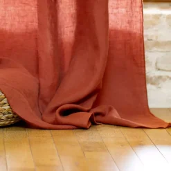Tenda regolabile lino lavato (140 x max 270 cm) Louise Terracotta