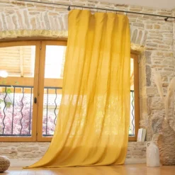 Tenda regolabile lino lavato (140 x max 270 cm) Louise Giallo senape