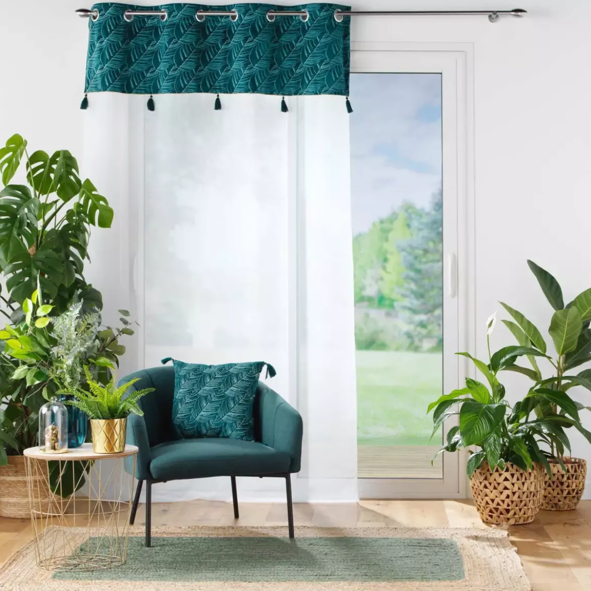 Tenda trasparente (140 x 240 cm) Palmina Blu anatra