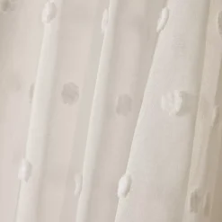 Tenda trasparente con nastri arricciati e pon pon (280 x 240 cm) Emie Beige