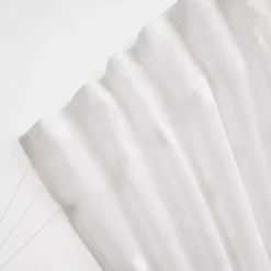 Tenda trasparente con nastri arricciati e pon pon (140 x 240 cm) Emie Bianco