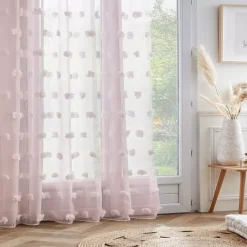 Tenda trasparente con occhielli e pon pon (280 x 240 cm) Suzie Rose