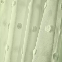 Tenda trasparente con occhielli pon pon (140 x 240 cm) Emie Verde acqua