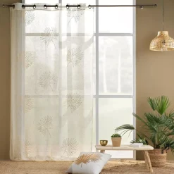 Tenda trasparente con occhielli (140 x 240 cm) Lotus Beige