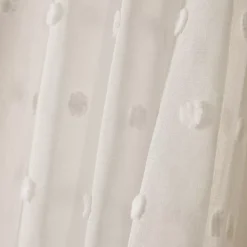 Tenda trasparente con occhielli pon pon (140 x 280 cm) Emie Beige