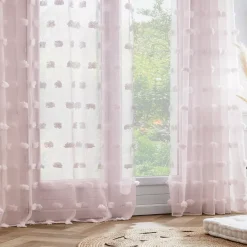 Tenda trasparente con occhielli e pon pon (180 x 240 cm) Suzie Rose