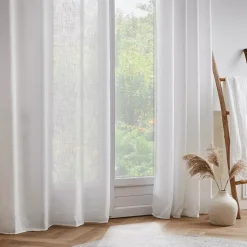 Tenda trasparente con occhielli effetto lino (140 x 280 cm) Robin Bianco