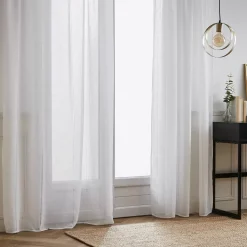Tenda trasparente con occhielli (140 x 240 cm) Leontine Bianco