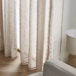 Tenda trasparente con occhielli pon pon (280 x 240 cm) Axel Beige