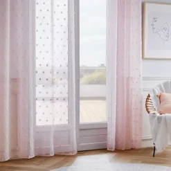 Tenda trasparente con occhielli pon pon (140 x 240 cm) Emie Rose