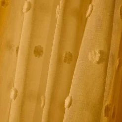 Tenda trasparente con occhielli pon pon (140 x 240 cm) Emie Giallo senape