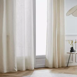 Tenda trasparente con occhielli effetto lino (140 x 240 cm) Luca Beige