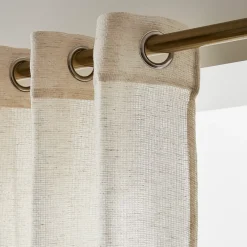 Tenda trasparente con occhielli effetto lino (140 x 240 cm) Luca Beige