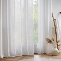 Tenda trasparente con occhielli effetto lino (180 x 240 cm) Robin Bianco