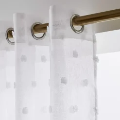 Tenda trasparente con occhielli pon pon (280 x 240 cm) Emie Bianco
