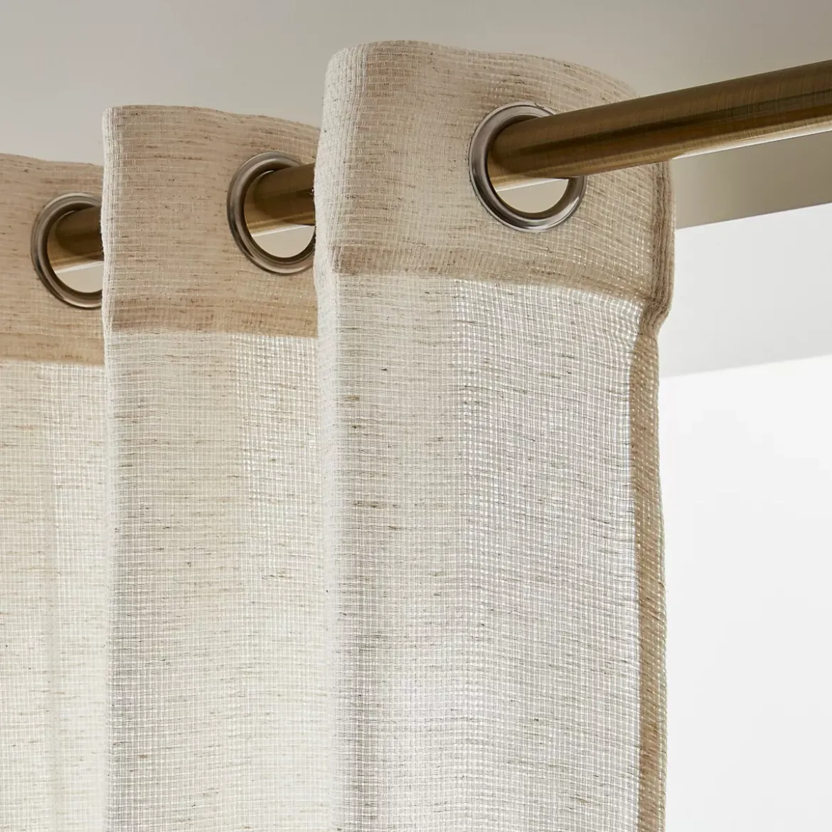 Tenda trasparente con occhielli effetto lino (180 x 240 cm) Luca Beige