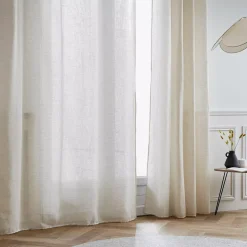 Tenda trasparente con occhielli effetto lino (180 x 240 cm) Luca Beige