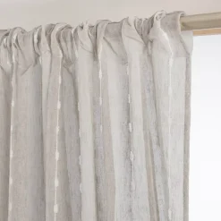 Tenda trasparente con passanti nascosti e pon pon (140 x 240 cm) Axel Beige