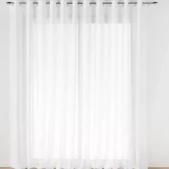 Tenda trasparente effetto lino passanti nascosti (400 x 240 cm) Haltona Bianco