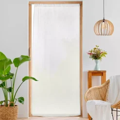 Tenda trasparente effetto lino tessuto passanti nascosti (90 x 200 cm) Haltona Bianco