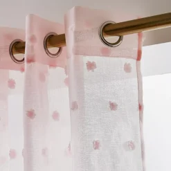 Tenda trasparente occhielli pon pon (140 x 280 cm) Emie Rosa