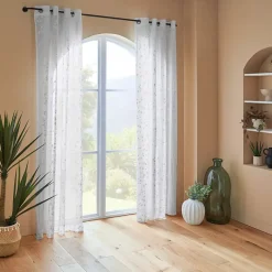 Tenda trasparente occhielli (140 x 240 cm) Flore Bianca