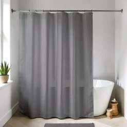 Tenda da doccia con anelli (180 x 200 cm) Uni Grigio