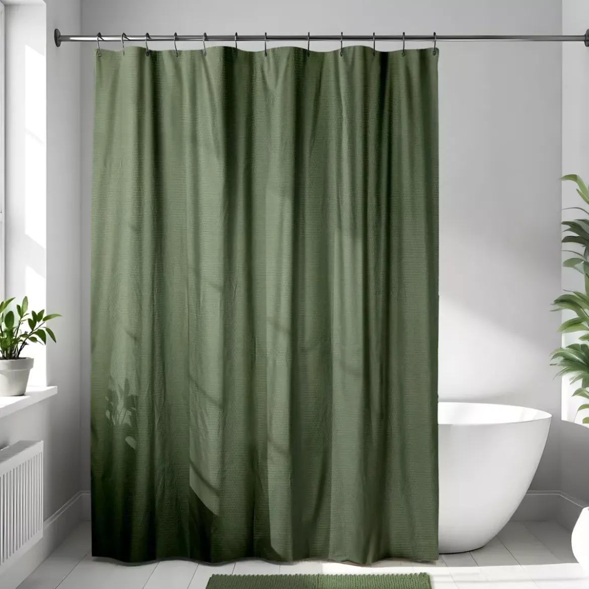 Tenda da doccia in microfibra (180 x 200 cm) Goffrato Verde cachi