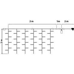 Tenda luminosa interconnettabile Alt.2 m L2 m Bianco caldo 96 LED
