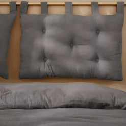 Testiera cuscino garza di cotone (80 x 50 cm) Gaïa Grigio granito