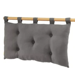 Testiera cuscino garza di cotone (80 x 50 cm) Gaïa Grigio granito