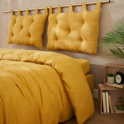 Testiera cuscino garza di cotone (80 x 50 cm) Gaïa Giallo zafferano