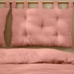 Testiera cuscino garza di cotone (80 x 50 cm) Gaïa Rosa pesca