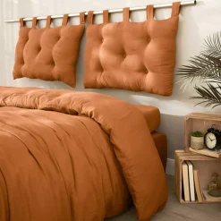 Testiera letto cuscino garza di cotone (80 x 50 cm) Gaïa Albicocca
