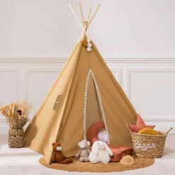 Tipi bambini legno e tessuto (160 cm) Wapi Giallo ocra