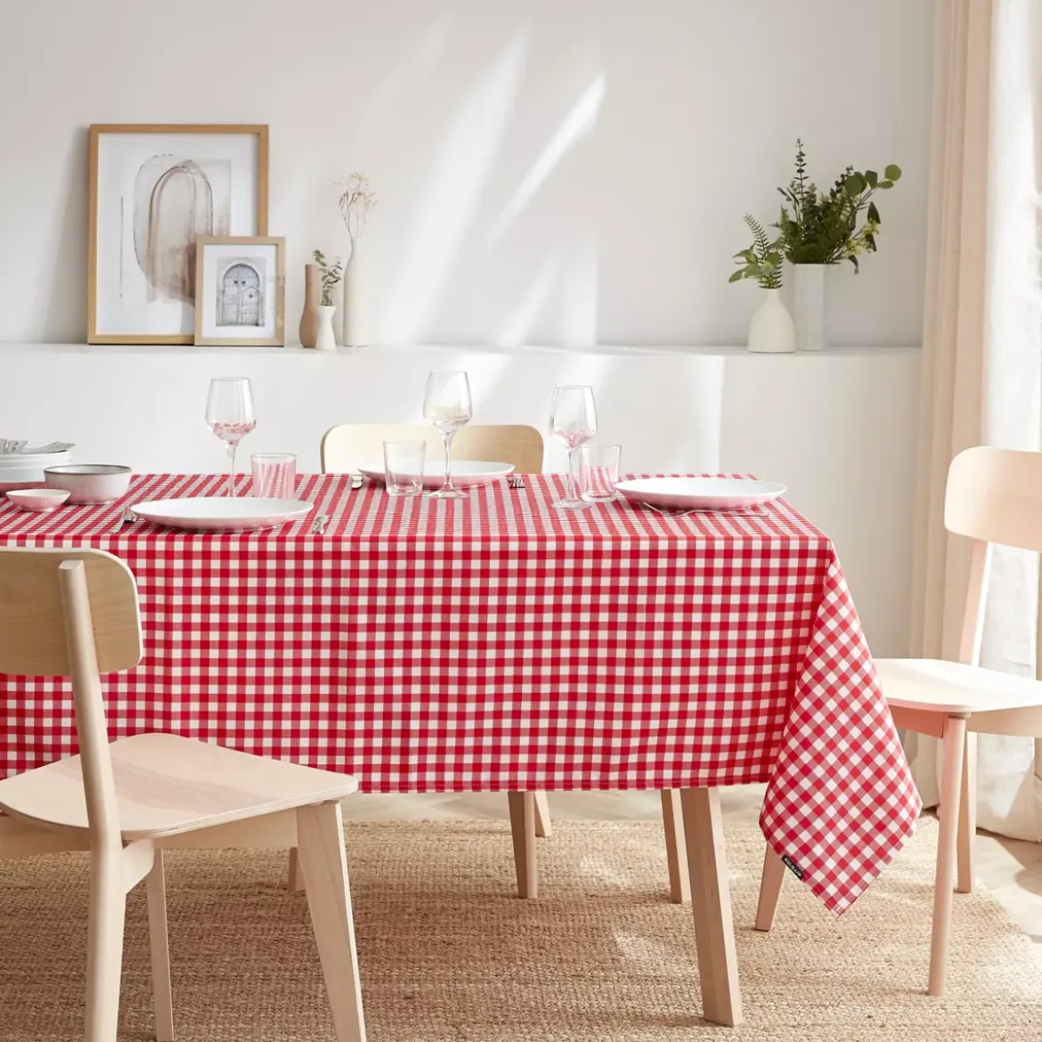 Tovaglia rettangolare antimacchia (140 x 250 cm) Elise Vichy Rossa