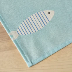 Tovaglia rettangolare cotone antimacchia (150 x 350 cm) Fish Blu