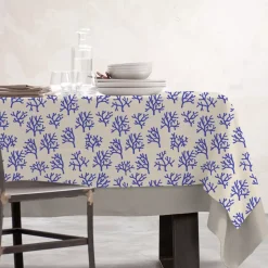 Tovaglia rettangolare cotone antimacchia (150 x 350 cm) Moorea Blu