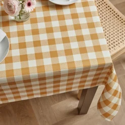 Tovaglia rettangolare cotone antimacchia (150 x 250 cm) Vichy Giallo senape