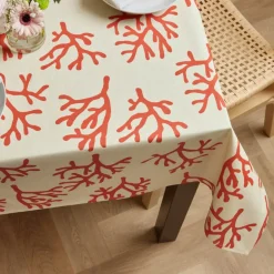 Tovaglia rettangolare cotone antimacchia (150 x 350 cm) Moorea Corallo