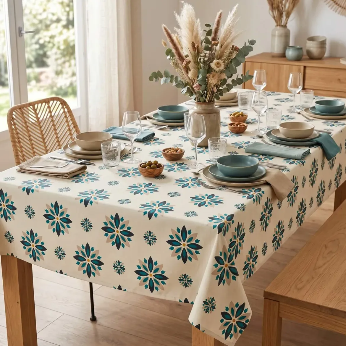 Tovaglia rettangolare cotone antimacchia (150 x 350 cm) Porto Multicolore
